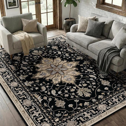 RELEANY Area Rugs 5'x7' Washable Non-Slip, Floral Vintage Distress Print - Image 2