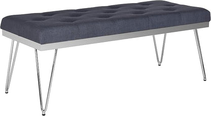 SAFAVIEH Home Collection – Marcella Navy Linen Tufted Upholstered Accent Bench - Image 5