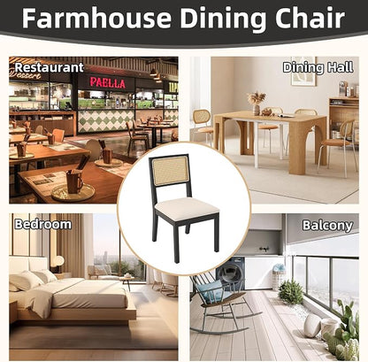 Westice Rattan Dining Chairs Set of 6, Farmhouse Natural Dining Room Chairs - Image 9