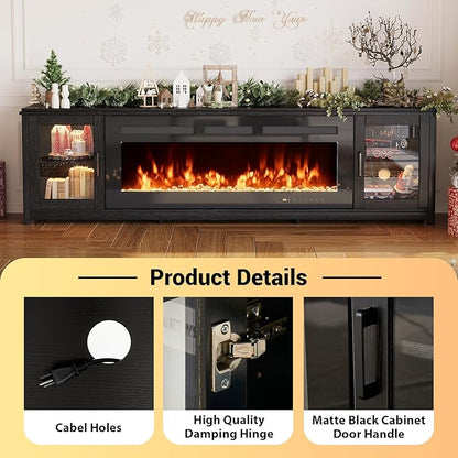 MXV 80" Fireplace TV Stand, Modern Entertainment Center - Image 3