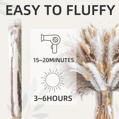 300PCS Natural Pampas Grass Mix Bouquet | Dried Pampas Bouquet - Image 6