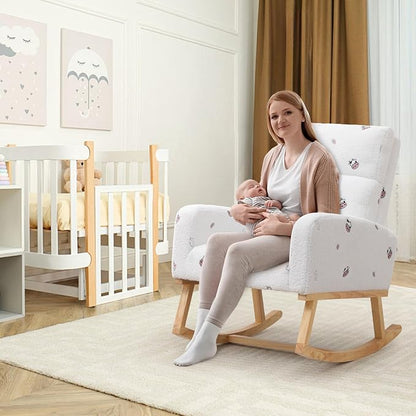 HCHAIRH Rocking Chair Nursery, Sherpa Nursing Rocking Chairs, Upholstered - Image 9
