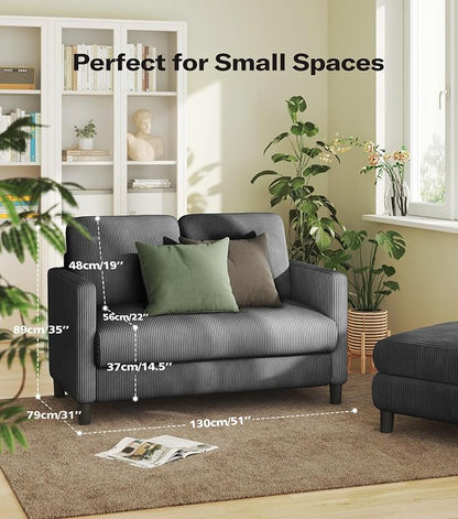 Welzona Loveseat Sofa, Comfy Corduroy Small Loveseat - Image 2