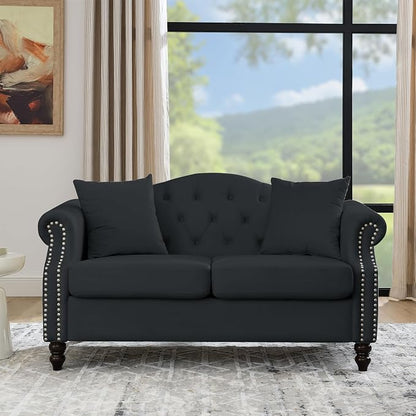 79" 2 Piece 3-Seater Velvet Chesterfield Sofa - Image 3