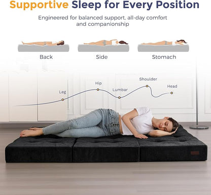 MAXYOYO 6" Folding Sofa Bed for Floor, Tufted Tri-Fold Floor Mattress - Image 5