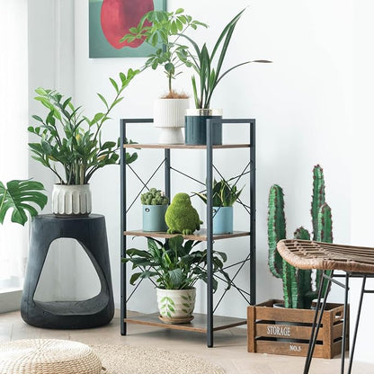 HCHQHS Small Bookshelf, Adjustable 3-Tier Industrial Bookcase, Rustic Open Book - Image 8
