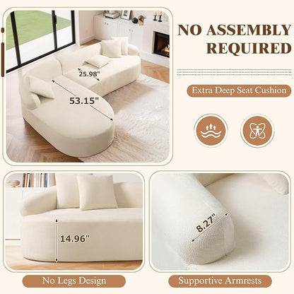 99" Curved Sectional Sofa with Chaise, Modern Boneless Couch with Deep Seat - Image 3