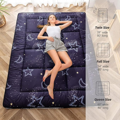 MAXYOYO Black Moon and Star Futon Mattress, Japanese Floor Mattress Quilted - Image 5