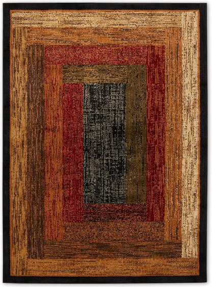 Home Dynamix Vega Modern Area Rug, Geometric Black/Brown/Red 5'2"X7'2" by Home+Dynamix