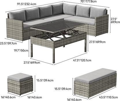 YITAHOME 9 Piece Patio Furniture Set, All-Weather Wicker Outdoor Sectional Sofa - Image 4