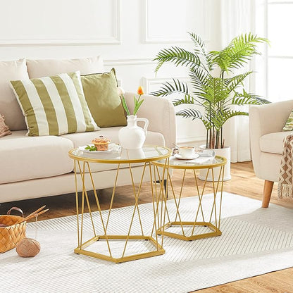 HOOBRO Small Coffee Table Set of 2, Round Coffee End Table - Image 3