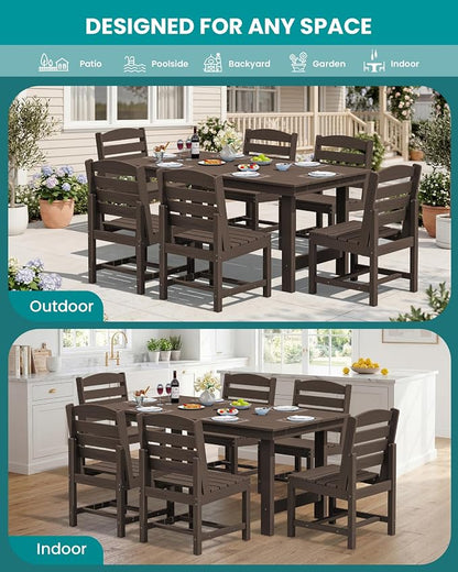 SERWALL Patio Dining Sets for 6 Person, HDPE Dining Set - Image 9