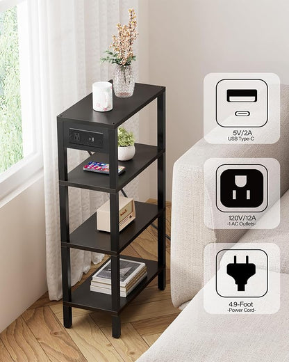 TUTOTAK Narrow Side Table with Charging Station, Small End Table with USB Ports - Image 9
