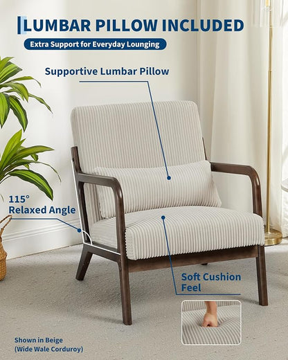 Garvee Mid-Century Accent Chair Set of 2, Cozy Reading Chair, Modern Lounge - Image 3