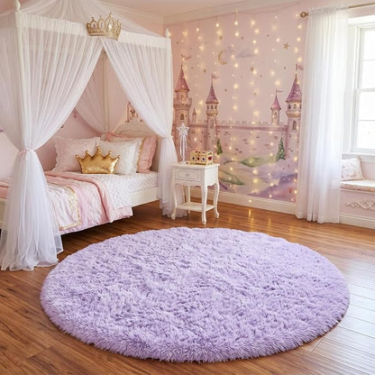 Amdrebio Light Purple Round Circle Rug 5Ft - Image 4
