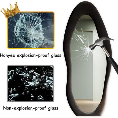 Honyee Full Length Mirror, Flannel Wrapped Wooden Frame Floor Mirror, Irregular - Image 6