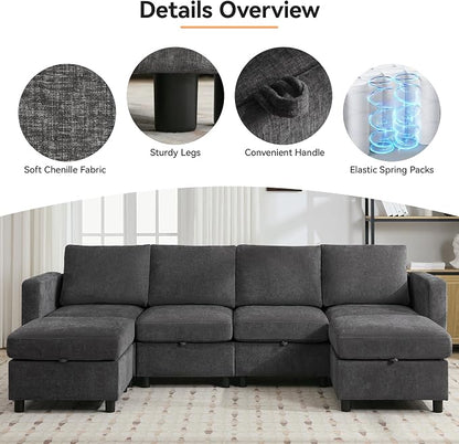 WUTUTUEE 83”Modular Convertible L Shaped Couch Set - Image 3