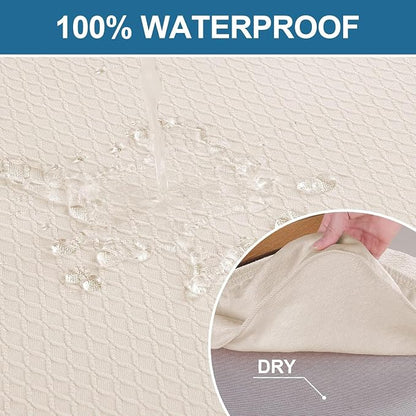 Smiry Waterproof Seat Covers for Dining Room Chairs Set of 4, Stretch Jacquard - Image 3