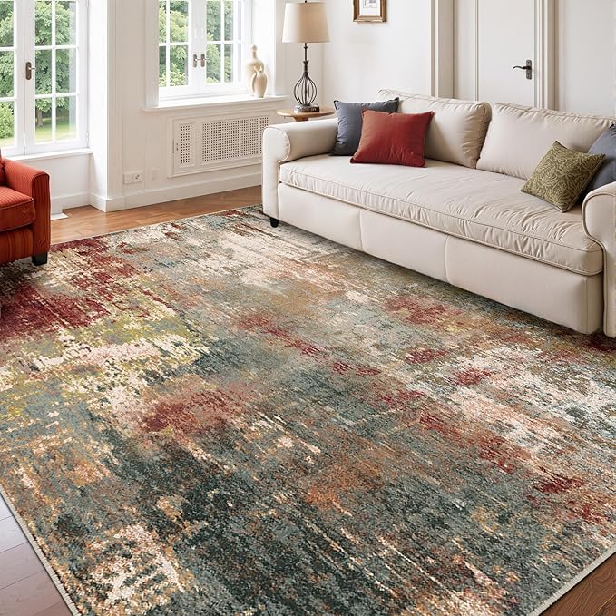 RELEANY Washable Area Rugs 6'x8' Non-Slip Modern Abstract Soft by RELEANY