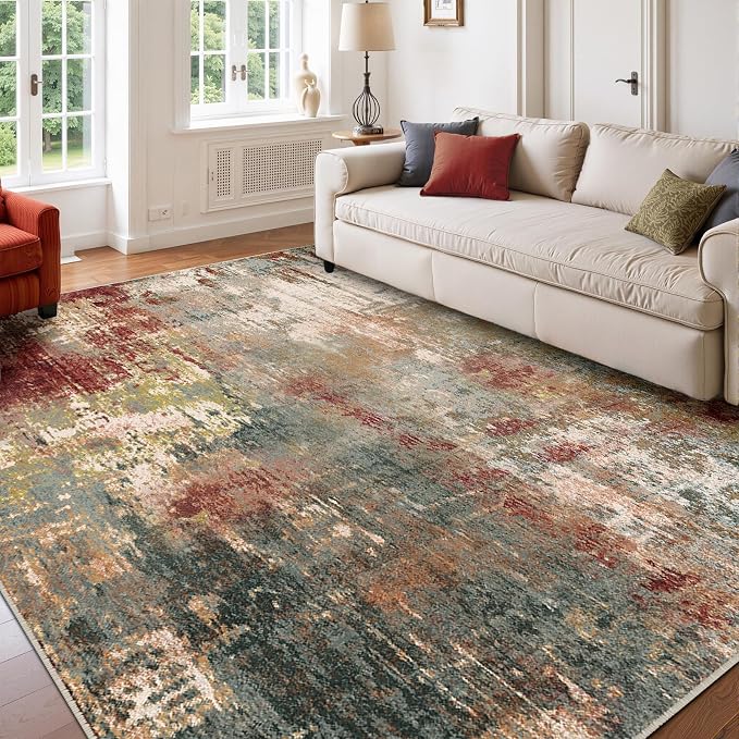 RELEANY Washable Area Rugs 7'x9' Non-Slip Modern Abstract Soft - Image 2