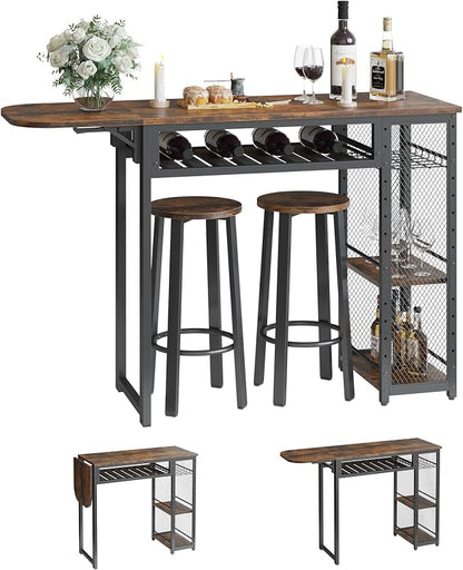 Bestier Bar Table and Chair Set, Expandable Dining Table - Image 8