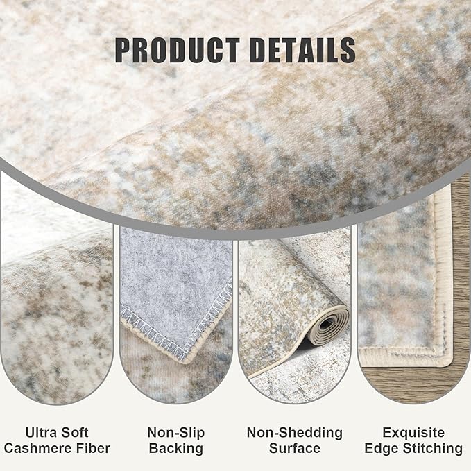 10x14 Area Rug Living Room Rug: Washable Modern Abstract Soft Thin Rug Indoor - Image 6