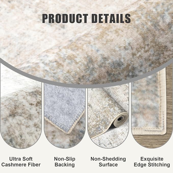 Washable Area Rug 3x14 Entryway Rug: Washable Modern Abstract Soft Thin Rug - Image 6