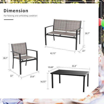 Shintenchi 4 Pieces Patio Furniture Set All Weather Textile Fabric Outdoor - Image 6