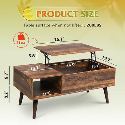 WLIVE Coffee Table with Storage & Lifting Top - Image 3