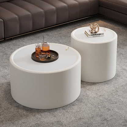 SSLine Set of 2 White Round Nesting Coffee Tables - Image 3