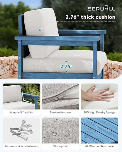 SERWALL 4 Pieces HDPE Outdoor Sofa Set - Image 2