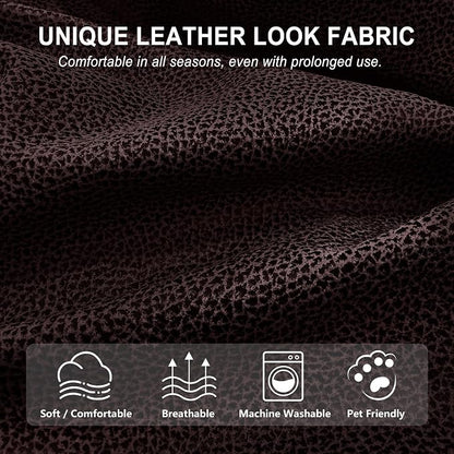 ANARACHON Leather Look Recliner Chair Covers, 4-Pieces Stretch Recliner Cover - Image 3