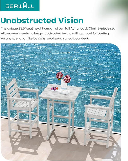SERWALL 5 Pieces Outdoor Patio Bar Set, Oversize Tall Adirondack Bar Chair and - Image 8