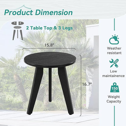HDPS Outdoor Side Table, Small Round Side Table Weather-Resistant, Outdoor Side - Image 3