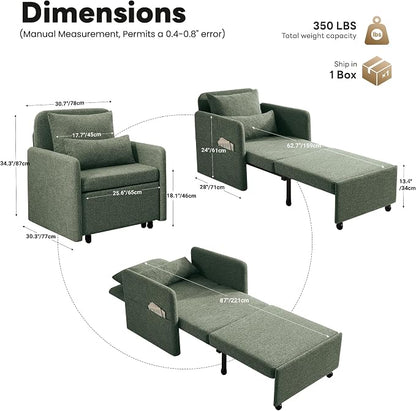 Iroomy 5-Level Adjustable Convertible Sleeper Chair Set of 2, 3-in-1 87'' Long - Image 2