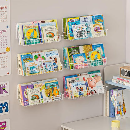 X-cosrack 4-Pack Wall Mounted Metal Kids Bookshelf, Floating Book Shelves - Image 4