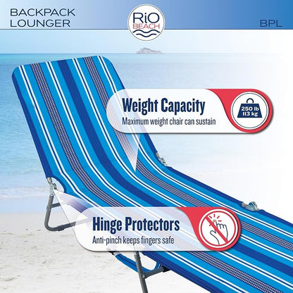 Rio Beach Portable Lay Flat Folding Backpack Beach Lounge Chair - Image 3
