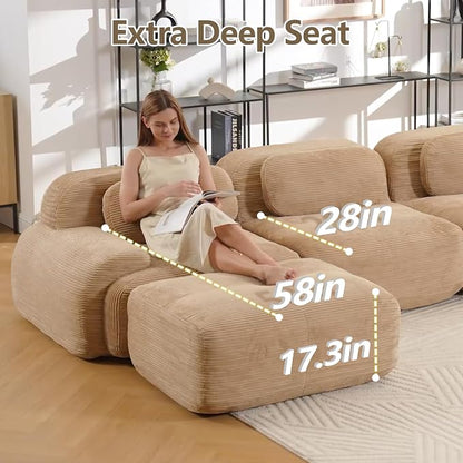 Boneless Sectional Couch, No Assembly Required, 117.3” L Shaped Modular Cloud - Image 5
