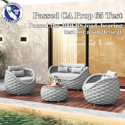 TWT Outdoor Patio Furniture Set-5 Pieces Aluminum Sectional Sofa, Metal Patio - Image 2
