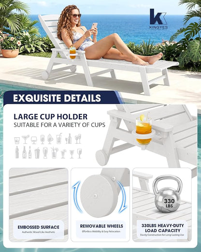 KINGYES HDPE Lounge Chair Outdoor, Patio Chaise Lounge Recliner - Image 4