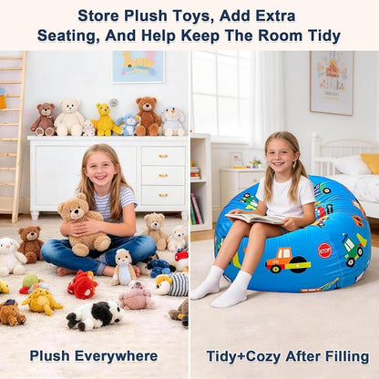 Lukeight Stuffed Animals Storage Bean Bag Chair Cover - Image 6