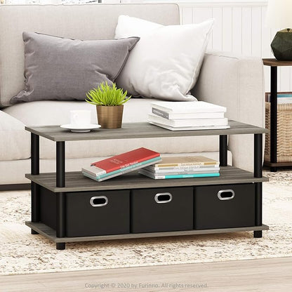 FURINNO Turn-N-Tube Coffee Table, 31.22D x 15.5W x 15.8H in, French Oak - Image 2