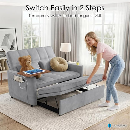 54'' Sleeper Sofa Bed, Convertible Pull Out Couch Futon - Image 9