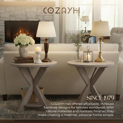 Set of 2 Farmhouse Cross Leg end Table, French Country Accent Side Table - Image 6