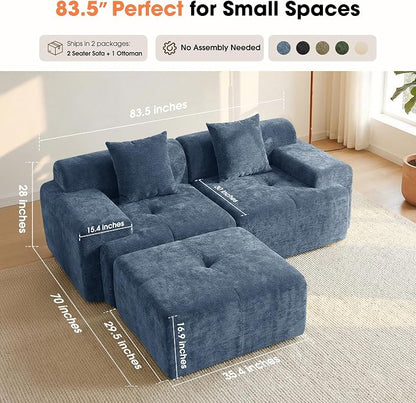 83.5" Boneless Loveseat with Ottoman, Cloud Comfy Couches - Image 7