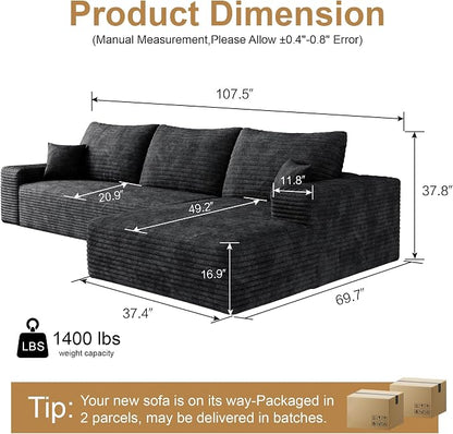 AUGOP 108" Sectional Couches for Living Room Modern Modular Sofa - Image 2