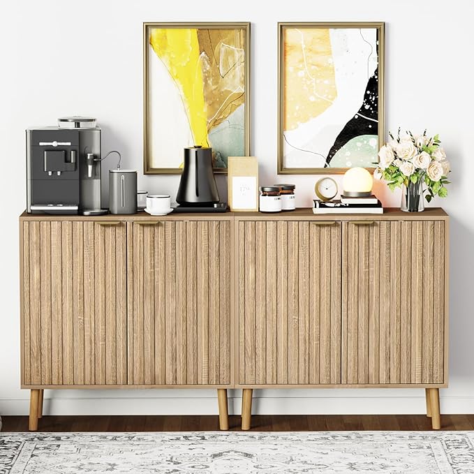 Vrullu Fluted Storage Cabinet, Free Standing Buffet, Wood Sideboard, Dining Room - Image 6