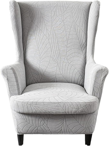 KRFOONN Stretch Wing Chair Slipcovers Jacquard 2 Piece Wingback Chair Covers by KRFOONN