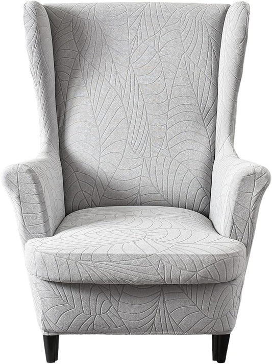 KRFOONN Stretch Wing Chair Slipcovers Jacquard 2 Piece Wingback Chair Covers by KRFOONN