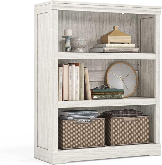 LINSY HOME 3-Tier Bookcase, Small Bookshelf Wood Display Storage Shelves by LINSYHOME